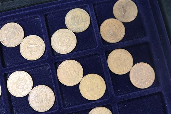 Five collectors cases of British and World coinage, 18th-20th century